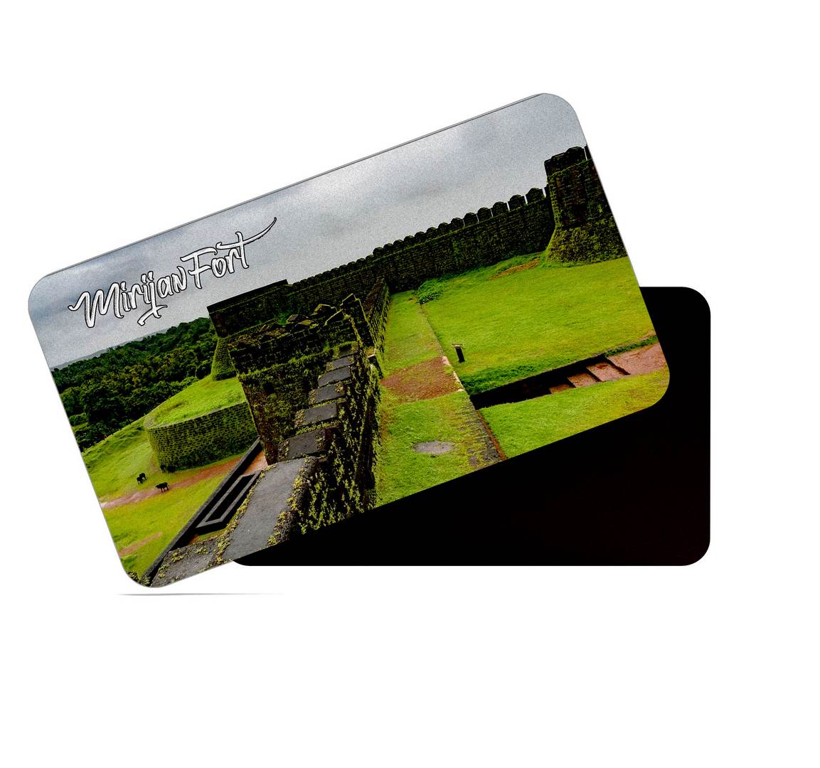 dhcrafts Multicolor Karnataka Mirjan Fort Design Rectangular Rubber Matte Finish Fridge Magnet / Magnetic Card Pack of 1 (8.6cm x 5.4cm)